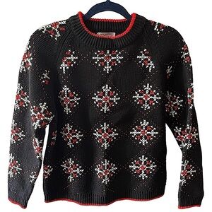 MISS Erika Inc Vintage Cross Stitch Detail Crew Neck Sweater Size Medium